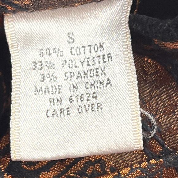 Vintage 90s Studio Works Metallic Paisley Jacket Orange Nehru Collar Button Up - Picture 7 of 8